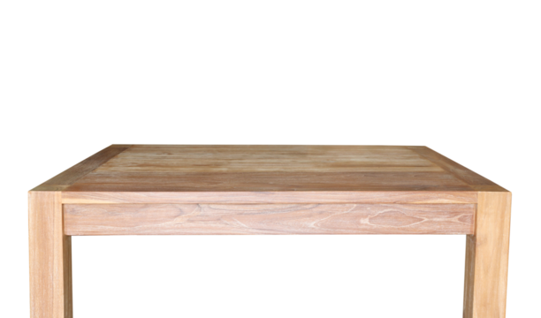 Empty teak wood table top on transparent background. (PNG File)