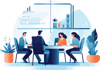 Impressive office manager meeting with colleagues