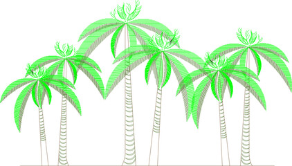 Vector illustration sketch of a forest full of lined trees of various sizes