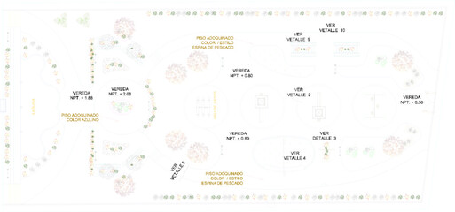 Fototapeta na wymiar Vector sketch illustration of a city center garden plan side view full of trees and plants