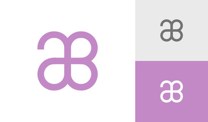 Letter AB flower initial monogram logo design