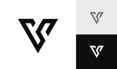 Letter V monoline initial monogram logo design
