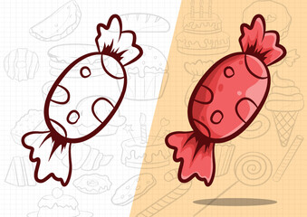 cartoon style sweet chocolate cake art illustration