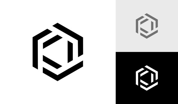 Letter F initial hexagon monogram logo design