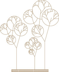 Vector sketch illustration of a round chibi tree