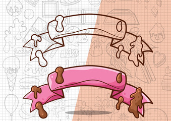 brown themed ribbon art illustration