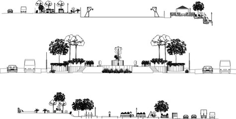 Vector sketch illustration section of tree plant looking from above