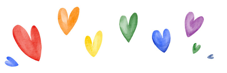 Rainbow heart watercolor painting isolate on white background. LGBT  Pride month concept. Vector illustration