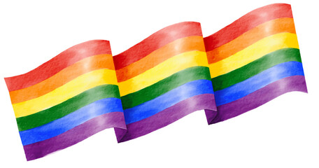 Rainbow flag watercolor painting isolate on white background. LGBT  Pride month concept. Vector illustration