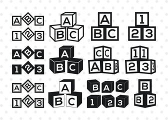 Alphabet Cubes ABC Silhouette, Alphabet Cubes SVG Cut Files, Cubes ABC Silhouette, Letter Svg, Cubes ABC Svg, Sports Svg, Baby Alphabet Bundle, SB00099