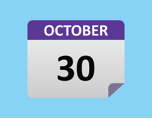 October 30th calendar icon vector. Concept of schedule. business and tasks. eps 10.