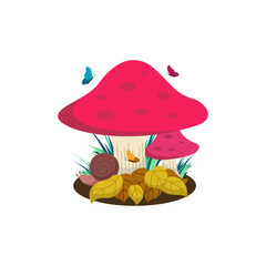 Mushroom Vector Flat Illustration. Vector Cartoon Design Element