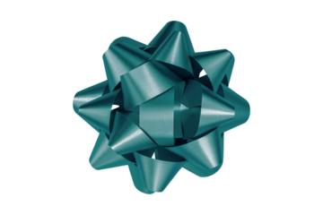 green gift bow ribbon isolated on transparent background