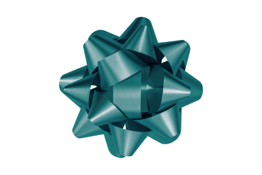 green gift bow ribbon isolated on transparent background