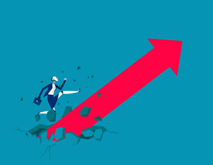 Robot with growing arrow. Business artificial intnelligence concept