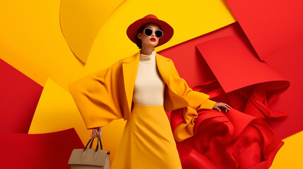 Clean lines and playful details in this fashion background. Generative IA