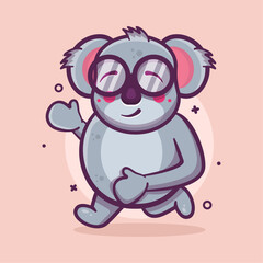 cheerful koala animal character mascot running isolated cartoon in flat style design