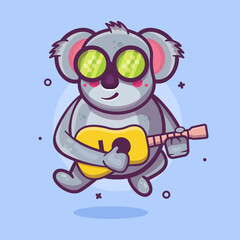 Obraz premium cool koala animal character mascot playing guitar isolated cartoon in flat style design