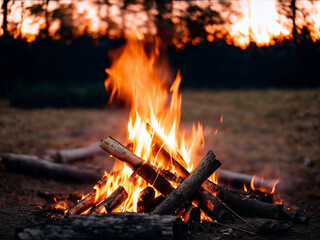 A fiery dawn sets the stage for adventure as the campfire beckons. Embracing the untamed, igniting spirit, wild journey, and for the brave souls seeking solace and exhilaration in the great outdoors.