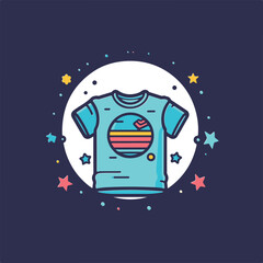 Naklejka premium t-shirt icon illustration. fullcolor design t-shirt. children t-shirt illustration