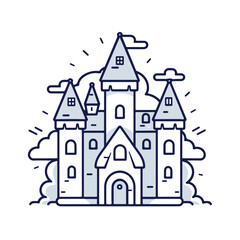 kingdom castle clean lineart icon. fantasy kingdom icon illustration