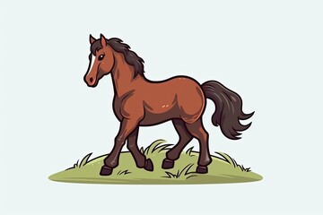 majestic brown horse standing on a lush green field Generative AI