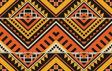 Ethnic abstract ikat art. Aztec ornament print. geometric ethnic pattern seamless  color oriental.  Design for background ,curtain, carpet, wallpaper, clothing, wrapping, Batik, vector illustration.