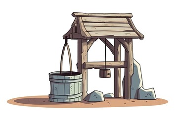 traditional water well with a bucket Generative AI