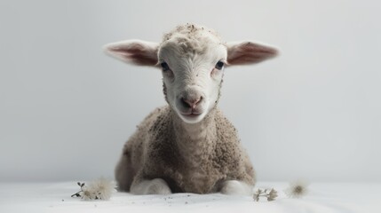 The lamb on a white solid background