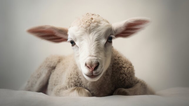The lamb on a white solid background