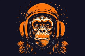 monkey wearing a helmet and headphones Generative AI