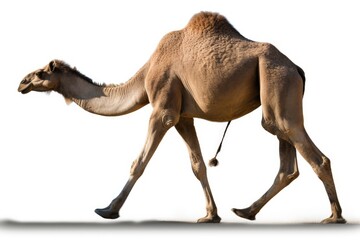 camel walking on a blank white background Generative AI