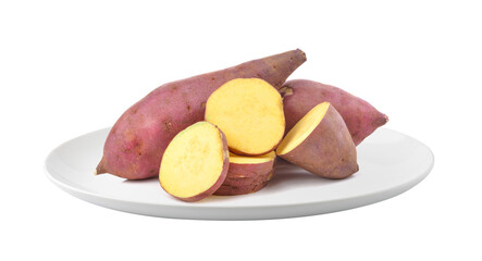 sweet potato in plate isolated on transparent png