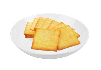 Cracker in plate on transparent png