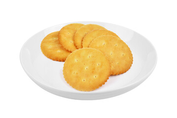 Cracker in plate on transparent png