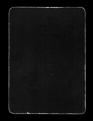 Old Black Empty Aged Vintage Retro Damaged Paper Cardboard Card. Rounded Corners. Rough Grunge Shabby Scratched Texture. Distressed Overlay Surface for Collage and Mixed Media. High Quality. - 609531546