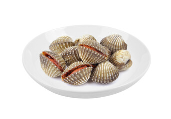 fresh cockles in plate on transparent png