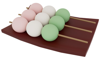 3d japan traditional Hanami Dango