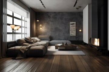 Fototapeta premium minimal intorier bedroom livingroom design give a warm feeling