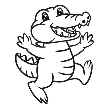 Funny Cute Crocodile Kids Coloring Pages Vector