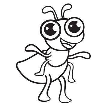 Funny Cute Ant Kids Coloring Pages Vector