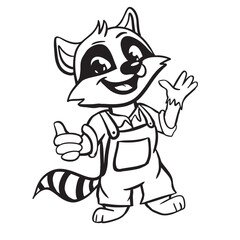 Funny Cute Raccoon Kids Coloring Pages Vector