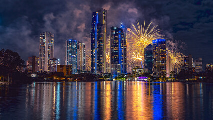 Gold Coast, Queensland, Australia - Seafire 2023 fireworks festival in Surfers Paradise