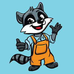 Cute Raccoon Mascot Cartoon Character Design