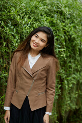 Vietnamese woman in the park during lunchtime in Vietnam. 