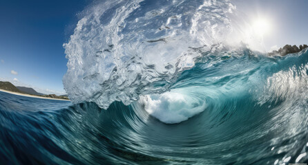 a wave coming through a tropical ocean, generative AI