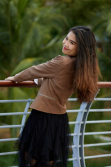 Vietnamese woman in the park during lunchtime in Vietnam.
