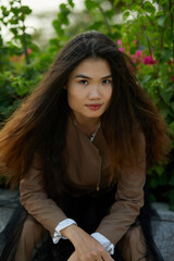 Vietnamese woman in the park during lunchtime in Vietnam.
