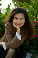 Vietnamese woman in the park during lunchtime in Vietnam.