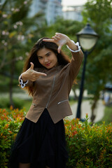 Vietnamese woman in the park during lunchtime in Vietnam.